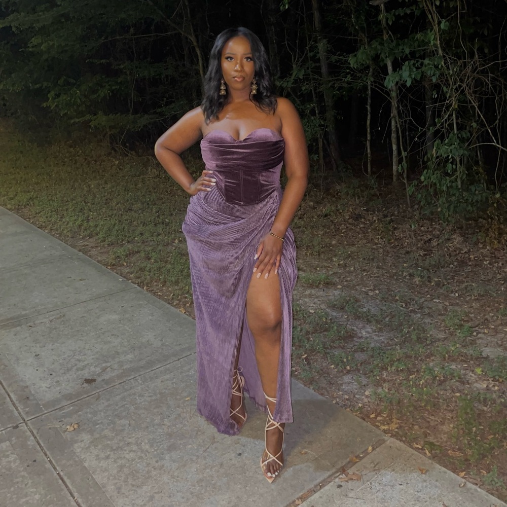 JLUXELABEL Purple True Bliss Corset Top & Maxi Skirt